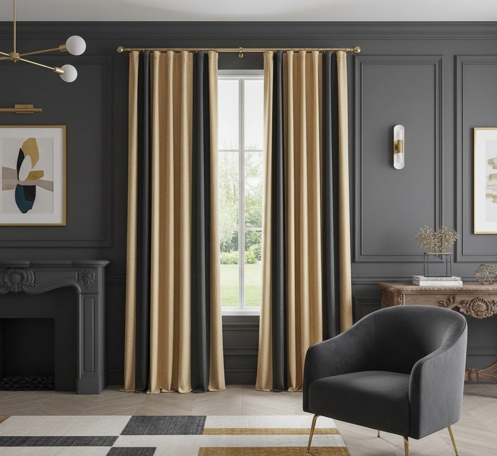 Klassieke interieur met gordijnen